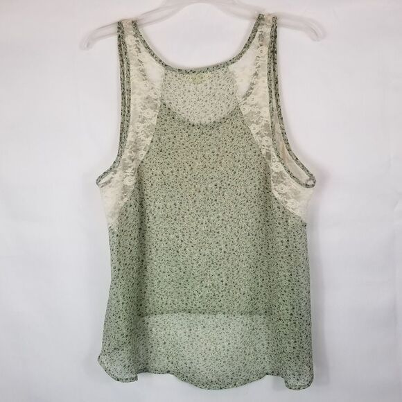 IRIS BASIC FLORAL PRINT WITH LACE HI-LOW HEM. SZ L - Picture 10 of 14